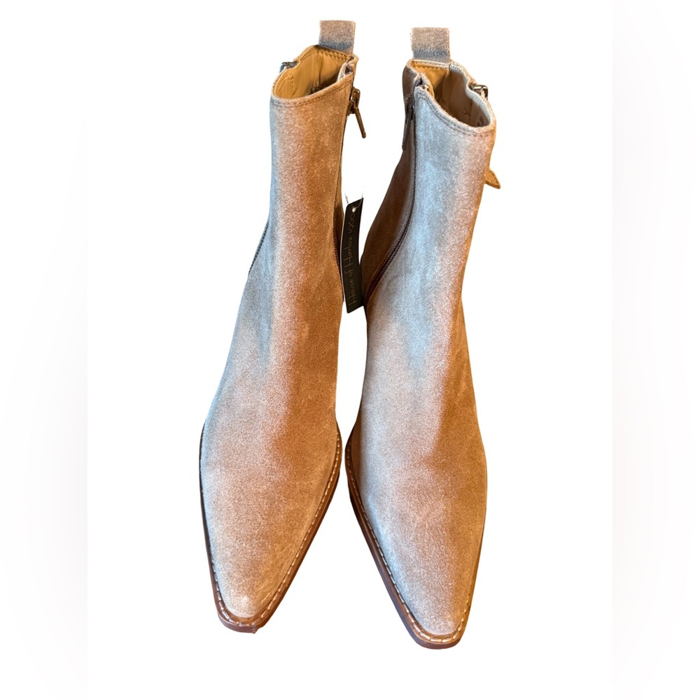 House of Harlow 1960 NWT Sz 8 Women's Tan Leather Suede Heel Ankle Boots (SH039) - Picture 3 of 15